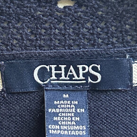 Chaps Striped Navy & White 3/4 Sleeve Knit Top Size M Cotton/Modal Blend - Picture 4 of 7